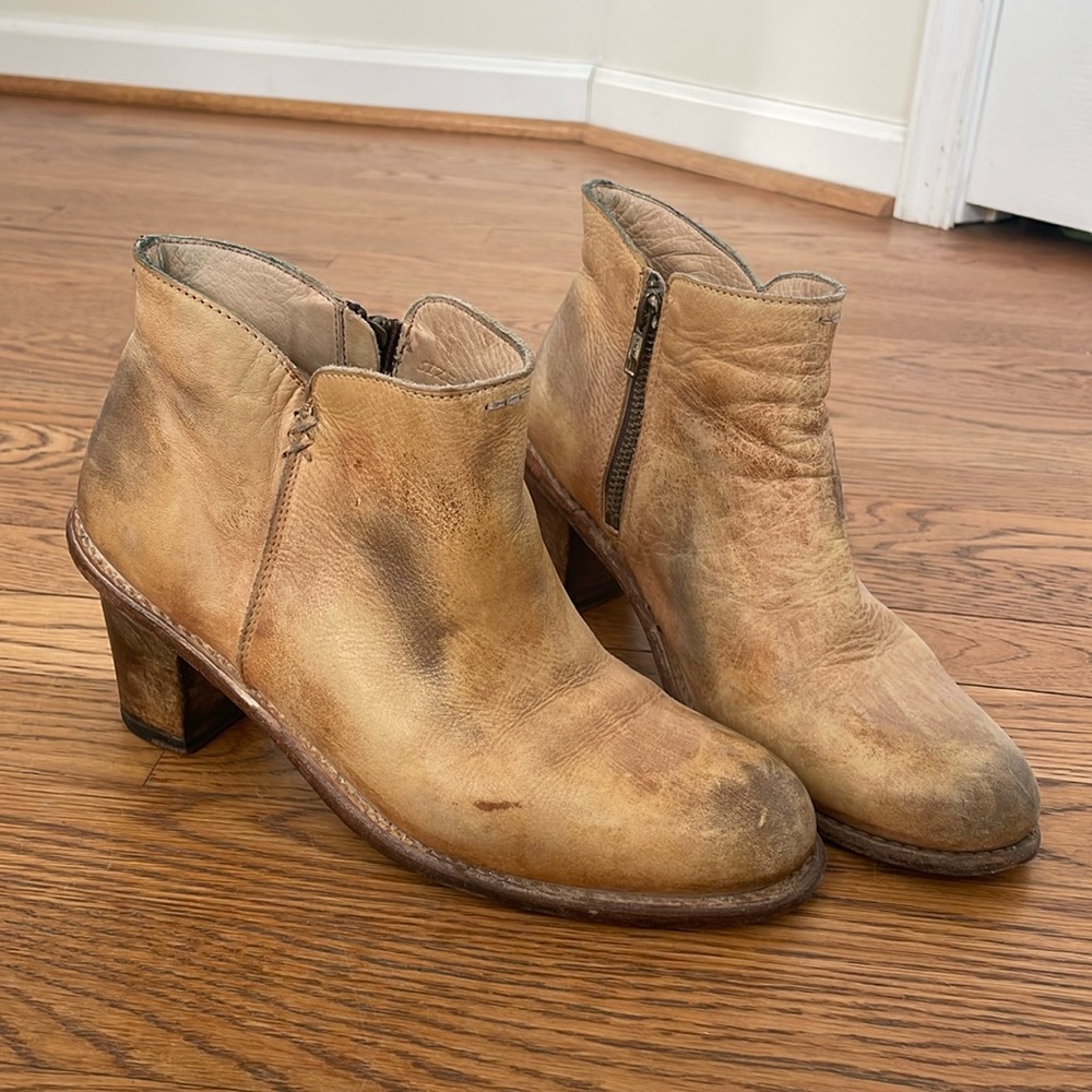 BED|STU Tan Leather Heeled Ankle Boots